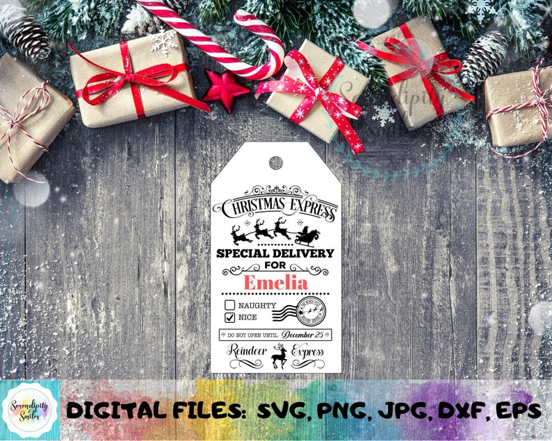 Christmas Express Gift Tag Santa Bag svg png jpg dfx | Etsy