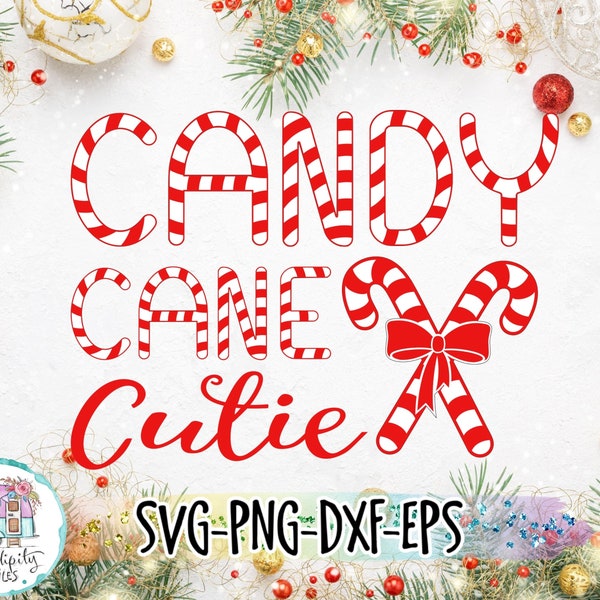 Candy Cane Cutie - svg - png - dfx - eps - Cutting Machine Files - Christmas - Holiday