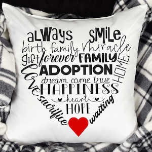 Adopción Palabras Corazón svg - png - dfx - eps Archivos para máquinas de corte - Adopción - Padre de crianza - Amor de crianza - Cuidado de crianza - Clipart