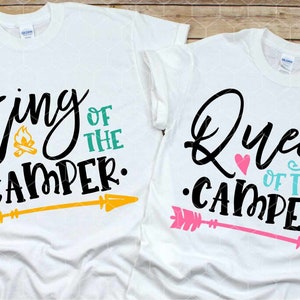 Rey y Reina de la Camper - svg - png - dxf - eps - Digital Cut Files - Sublimación - Lindo Diseño de Camping - Camisas de Camping a juego