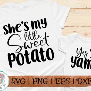 Ella es mi pequeña batata - Sí, soy ñame - svg-png-dfx-eps - Archivos para máquinas de corte Cameo Cricut - Otoño - Acción de Gracias - Mami y yo