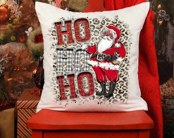 Ho Ho Ho - Santa 2 - Leopard Print - Marquee Letters - PNG - Sublimation or Print - Digital Download - Grunge Christmas Design