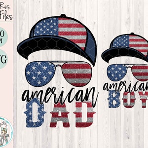 Glitter American Dad and Boy Bundle - PNG - Sublimation - Digital Download - July 4th - USA - Memorial Day - Daddy and Me