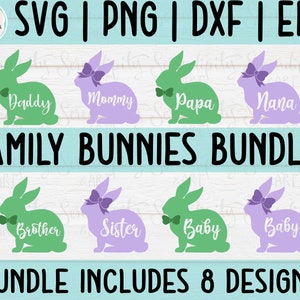 Family Bunnies - svg - png - dfx - eps Files for Cutting Machines - Easter - Spring - Bunny Family - Matching Family Shirts - Bunny Bow