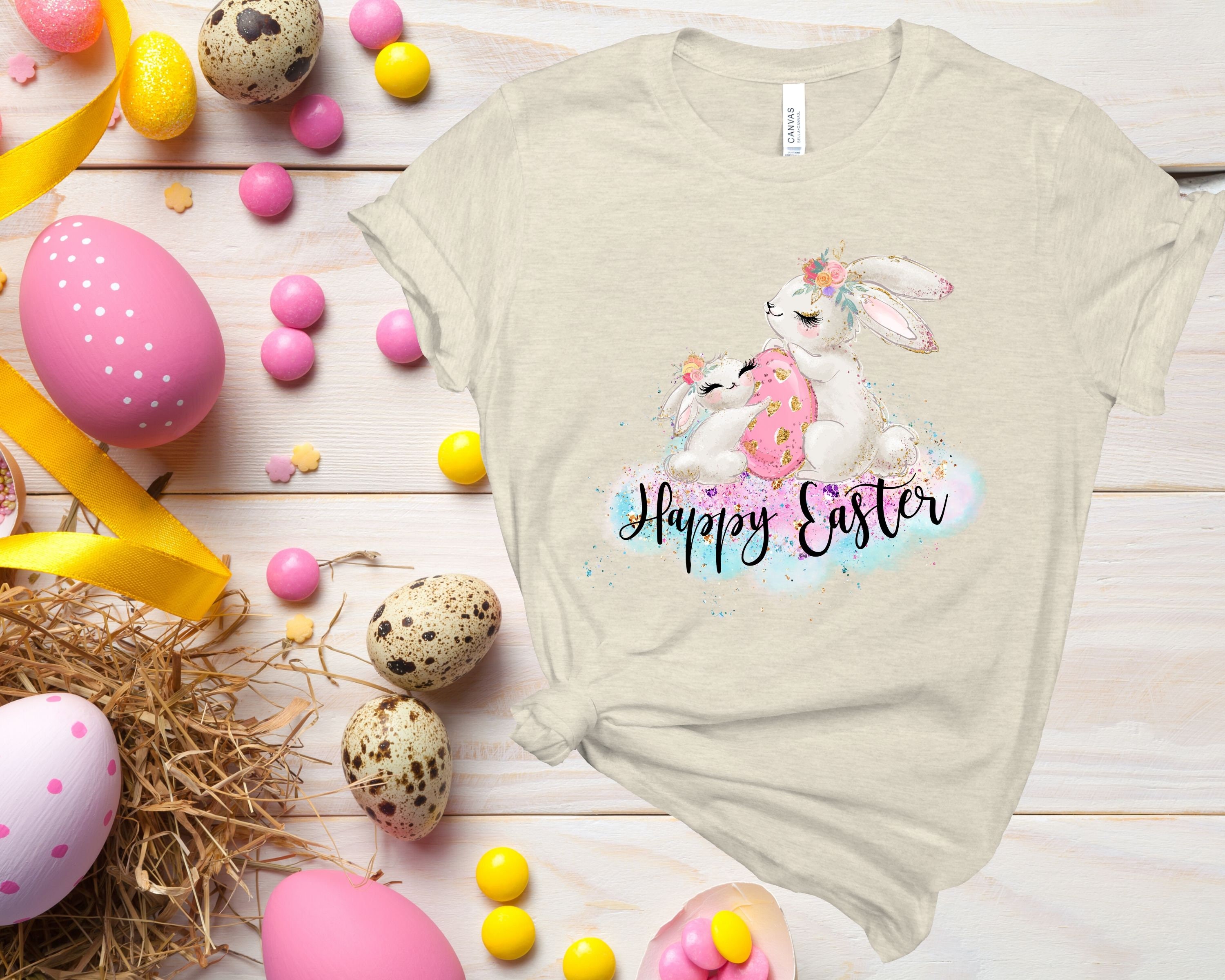 Happy Easter Bunnies PNG Sublimation Easter Spring | Etsy
