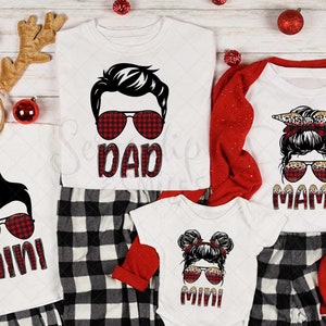 Messybun Family - Buffalo Plaid Leopard Glitter - PNG - Sublimación - Descarga digital - Camisas familiares - Navidad - Mamá y yo