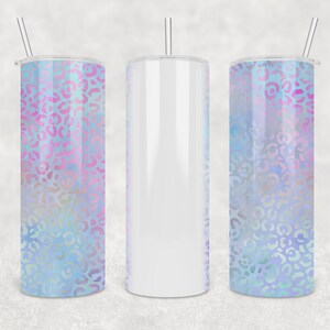 Iridescent Leopard - 20 oz Skinny Tumbler Wrap  - PNG - Sublimation Template - Background - Mockup Included