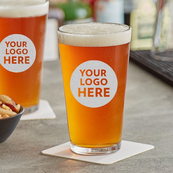 Custom Pint Glass, Bulk Branded Gifts, Logo Pint Glass, Corporate Gift, Business Gift Favors, Bulk Business Giveaway Items
