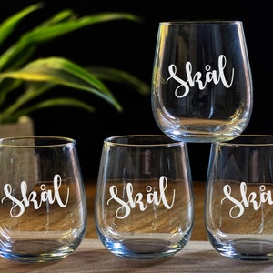 Skål Norse Toast Wine Glass - Cheers in Norwegian, Cheers in Danish, Cheers in Swedish - Selection of Different Glasses!