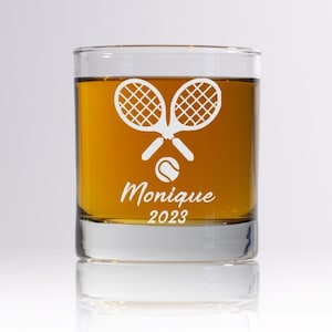 Custom Tennis Whiskey Glass -  Gift for Tennis Player  - Tennis Wine Glass  - Gift for Tennis Player - Laser Engraved