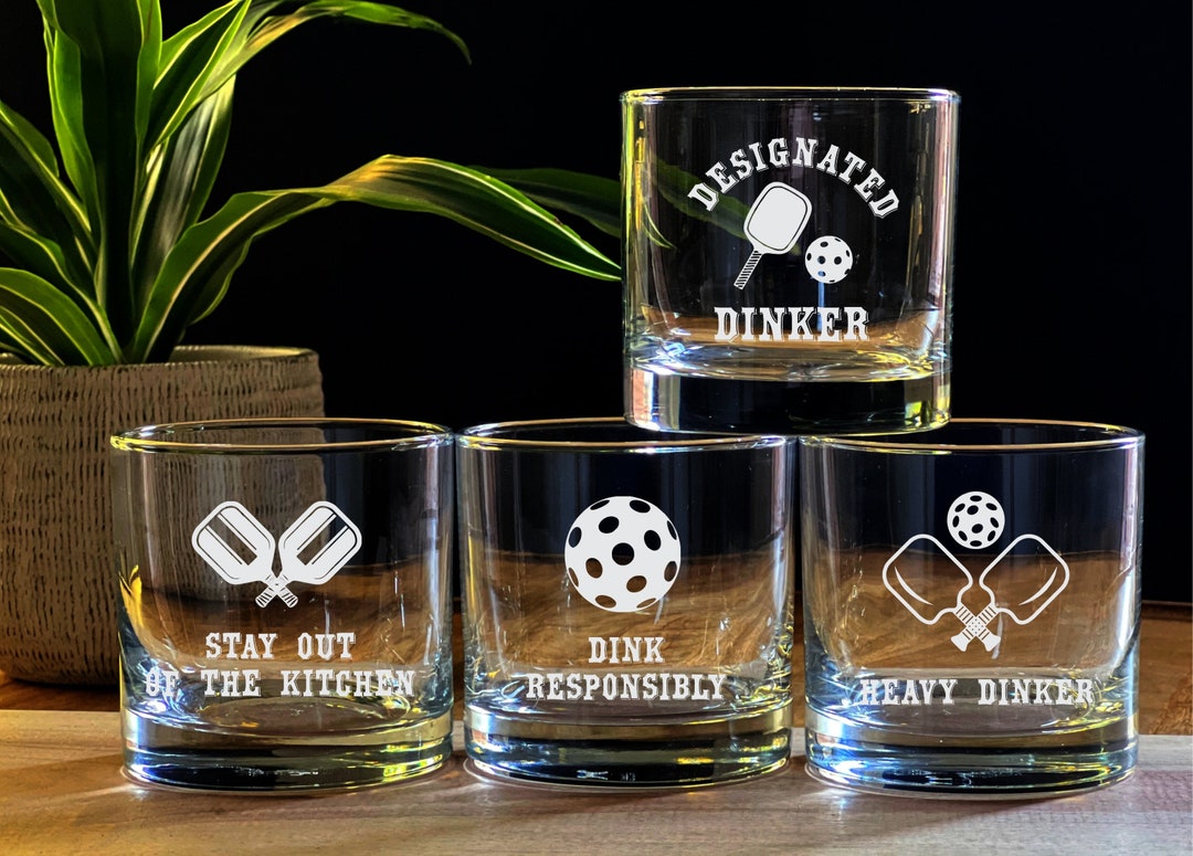 Pickleball Gift Idea Pickleball Whiskey Glasses Pickleball Glass
