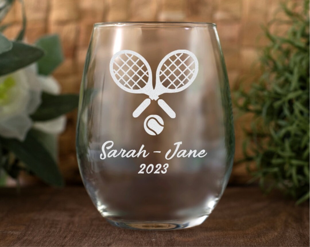 Custom Tennis Wine Glass Gift for Tennis Player Tennis Wine Glass Gift