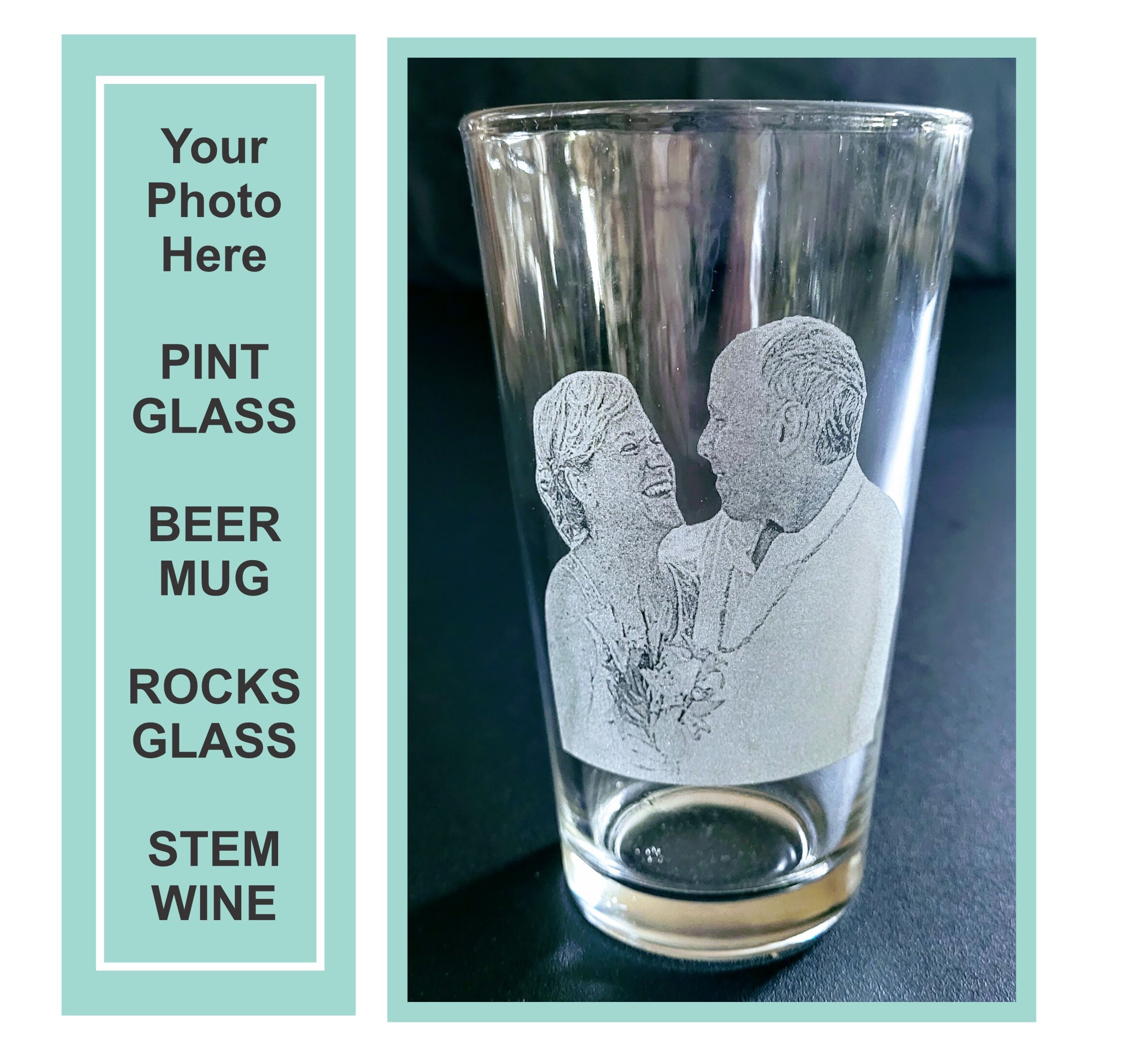 Engraved Photo on Glass Custom Pint Glass Laser Engraved Etsy