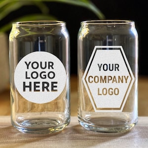 Logo Glass - Corporate Give Away -  Custom Beer Can Glass or Pint Glass, Custom Engraved Beer Glass, MULITI-BUY Pint Glasses