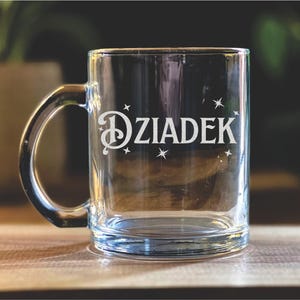 Dziadek Latte Mug Glass - Polish Grandma Grandpa Glasses! Babcia and Dziadek Glass -  Gift for Polish Parents - Gift for Polish Grandparents