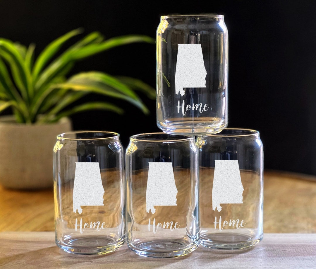 Alabama Beer Glass US State Glass Alabama Water Glass / Wine Glasses