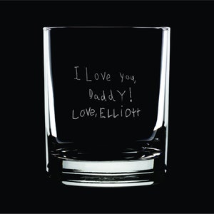 Personalized Rocks Glass - Handwriting on Glass  - Engrave Your Handwritten Message on a Whiskey Rocks Glass