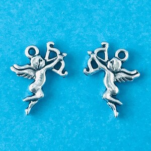 Cupid Charms,Valentines Day Charms,Love Charms,Double Sided Antique Silver