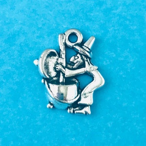 1 or 5 Witch Charm,Halloween Charms,Antique Silver Tone