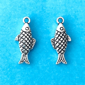 10,20 Fish Charms, Silver Fish Pendant