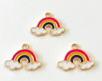 Assorted Alloy Enamel Charms - Rainbow Heart & Flower Charms For Jewelry Making