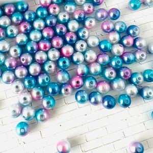 Mermaid Gradient Faux Pearl Round Beads-Imitation Pearl Acrylic Beads-8MM
