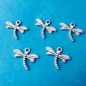 10 or 50 Tiny Dragonfly Charms Bulk Antique Silver Tone