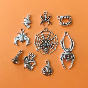 Halloween Mixed Charm Set,Halloween Spooky Assorted charms 9pcs