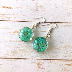 Real Dry Flower Earrings,Glass Earrings,Dried Flower Jewelry,Mothers Day Gift,Handmade Jewelry