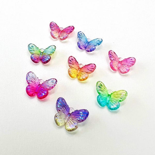 Resin Butterfly Charms-Colorful Assorted Iridescent Butterfly Pendants Embellishments