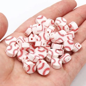 Baseball Beads,Fimo cane Polymer Clay Sports Beads For Bracelets