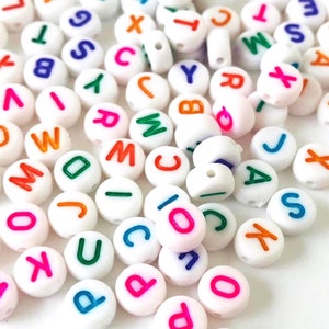 White Alphabet Letter Beads,ABC Beads,Round Acrylic Letter Beads 7mm