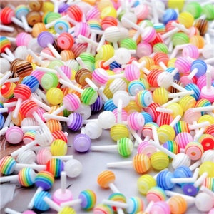 Tiny Lollipop Candy Cabochons-Resin Kawaii 3D Cabochon Charms For Nails And Craft Embellishment