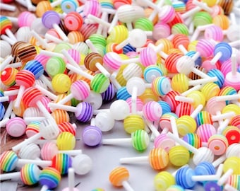 Tiny Lollipop Candy Cabochons-Resin Kawaii 3D Cabochon Charms For Nails And Craft Embellishment