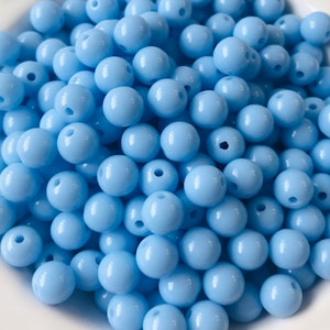 8mm Baby Blue Bubblegum Beads-Round Acrylic Loose Beads-Gumball Beads-Chunky Beads-Plastic Beads