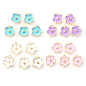 5 Enamel Flower Charm-Mini Flower Charm Pendant