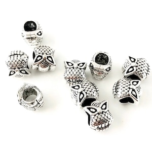 Owl Spacer Beads-|Large hole Beads-Antique Silver