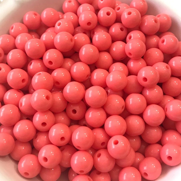 8mm Coral Bubblegum Beads-Acrylic Beads-Gumball Beads