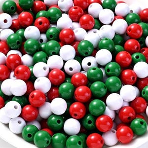 8mm Christmas beads mix Red,Green,White