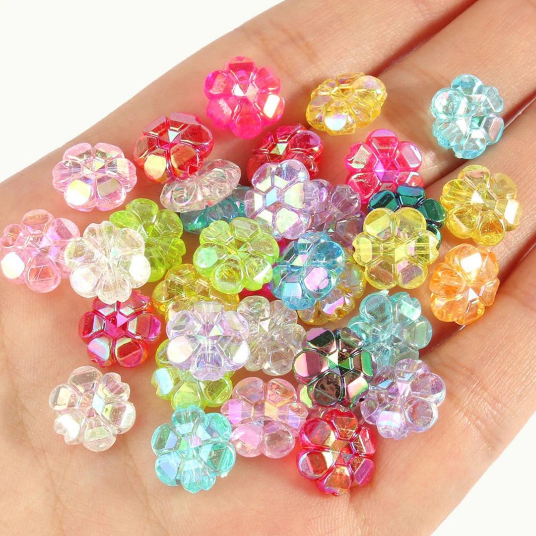 Acrylic Flower Beads Multicolor Transparentbulk Colorful Plastic Beads