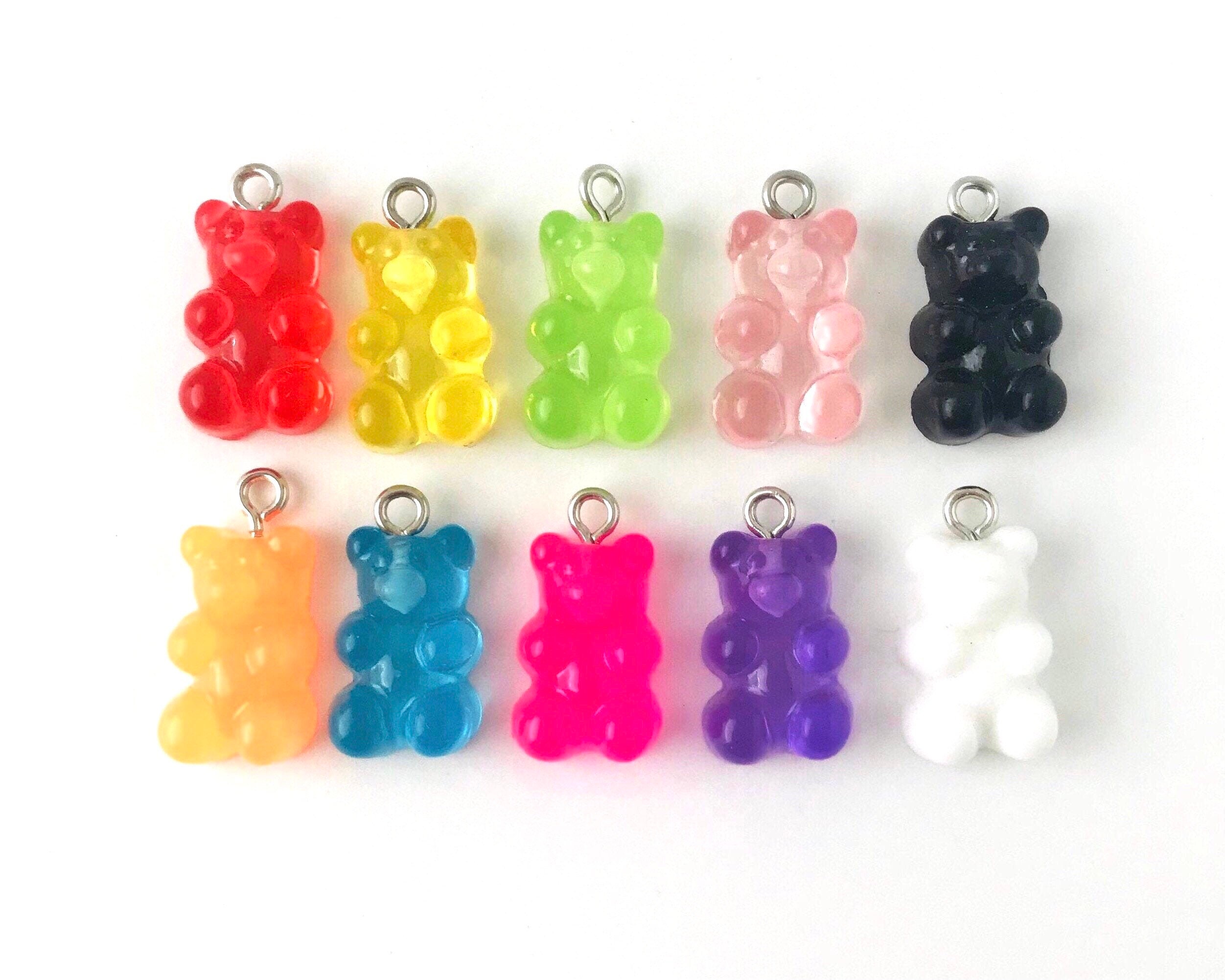 Fifteen Top to Bottom Drilled Glossy Gummy Bear Beads, 15x10x8mm Hard  Plastic, H138