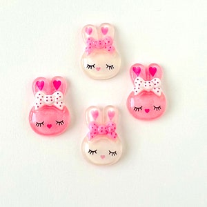 5 Resin Rabbit Cabochons-Kawaii Bunny Flatback Cabochons