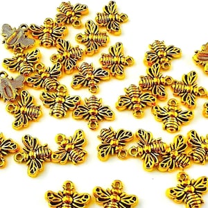 Bumble Bee Charm In Antique Gold -Honey Bee Insect Charms-Bulk