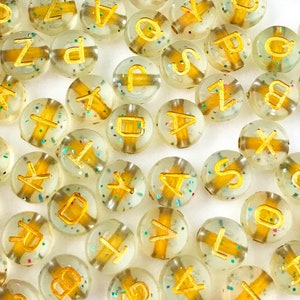 Glitter Alphabet Beads,Acrylic Gold Letter Beads,7mm