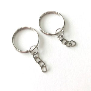 25mm Rhodium Key Chain Rings: Antique Silver DIY Split Key Ring