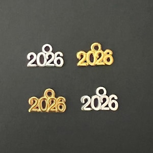 2026 Graduation Charms: Gold & Silver Tone (9x14mm)