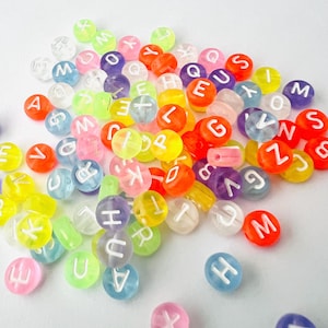 Alphabet Letter Beads,Colorful Matte Acrylic ABC Beads,Name Beads 7mm