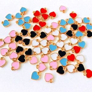 Tiny Heart Charm,Enamel Gold Heart Charms Bulk