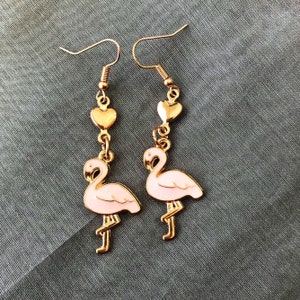 Flamingo Earrings,Flamingo jewelry,Bird Earrings,Tropical,Statement,Trendy Earrings