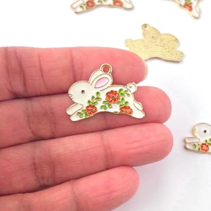 Easter Rabbit Charms-Bunny Charms-Enamel Charms